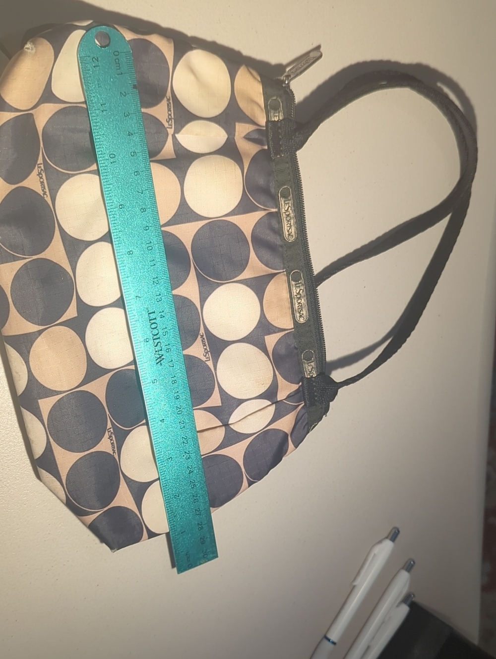 Lesportsac Mini Tote in Black and Beige Dot Print